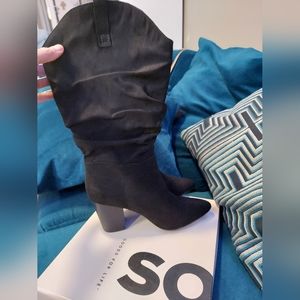 Tall Black Slouch Boots